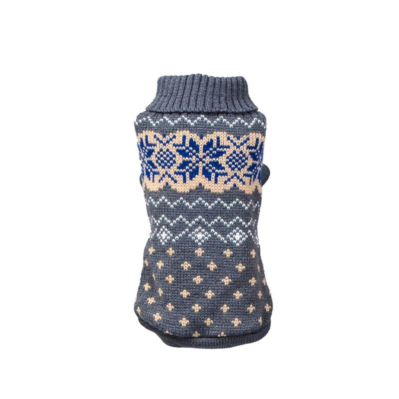HKM-649811 Warm Stretch Snowflake Pet Sweater for Cats and Dogs - Haze Gray Beige, Size XL