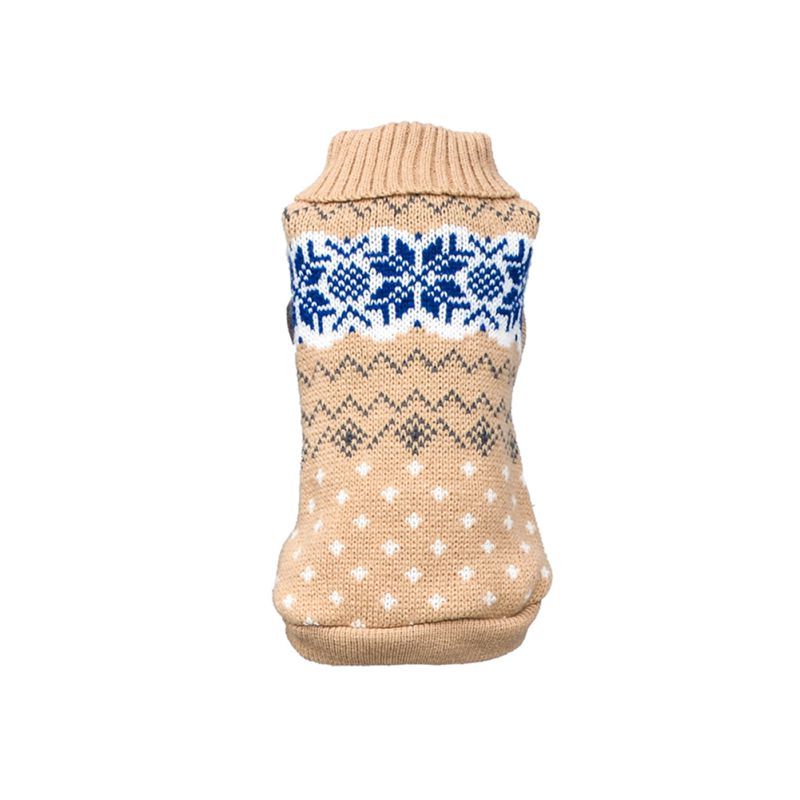 HKM-649811 Warm Stretch Snowflake Pet Sweater for Cats and Dogs - Haze Gray Beige, Size XL