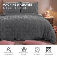 HKM-649875 Bohemian Tufted Cut Flower Quilt Cover Set with Pillowcases - Machine Washable