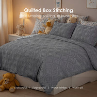 HKM-649875 Bohemian Tufted Cut Flower Quilt Cover Set with Pillowcases - Machine Washable