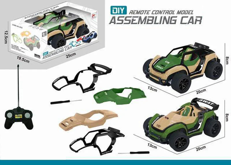 HKM-650131 1:16 Remote Control Military Vehicle Toy with Changeable Shell - Assembled RC Military Car for Ages 8 and Up