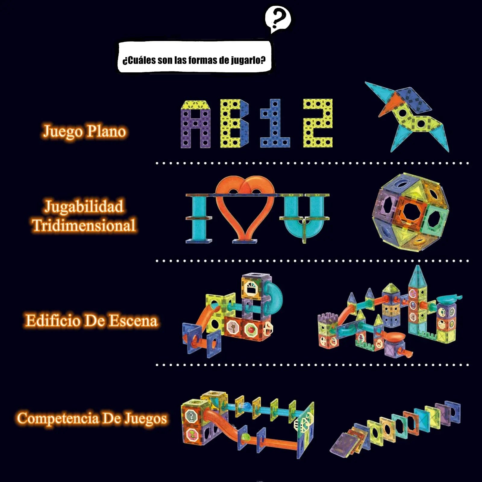 Light-Up Magnetic Building Blocks Set - 110 Pieces of Creative Tiles for Ages 5 and Up