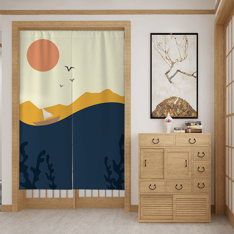 HKM-650259 Customizable Fabric Door Curtain with Telescopic Rod & Magnet - Multiple Sizes and Styles Available