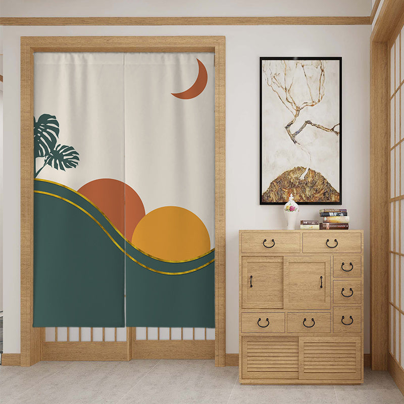 HKM-650259 Customizable Fabric Door Curtain with Telescopic Rod & Magnet - Multiple Sizes and Styles Available