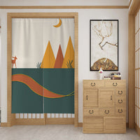 HKM-650259 Customizable Fabric Door Curtain with Telescopic Rod & Magnet - Multiple Sizes and Styles Available
