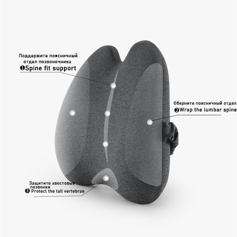 HKM-650387 Memory Foam Lumbar Support Cushion - Modern Design for Office and Home Use in Dark Gray, Light Gray, and Pink