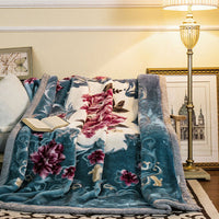 HKM-650515 Flannel Plant Pattern Blanket for Single Dorm Bedding - Winter Comfort Quilt, 200x230cm