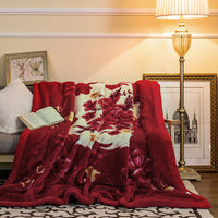 HKM-650515 Flannel Plant Pattern Blanket for Single Dorm Bedding - Winter Comfort Quilt, 200x230cm