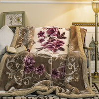 HKM-650515 Flannel Plant Pattern Blanket for Single Dorm Bedding - Winter Comfort Quilt, 200x230cm