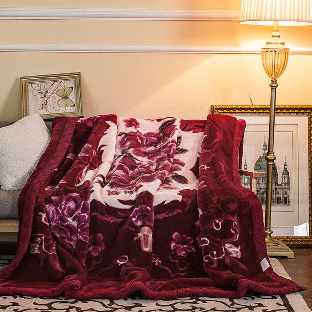 HKM-650515 Flannel Plant Pattern Blanket for Single Dorm Bedding - Winter Comfort Quilt, 200x230cm