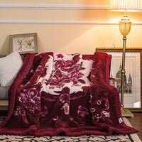 HKM-650515 Flannel Plant Pattern Blanket for Single Dorm Bedding - Winter Comfort Quilt, 200x230cm
