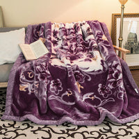 HKM-650515 Flannel Plant Pattern Blanket for Single Dorm Bedding - Winter Comfort Quilt, 200x230cm