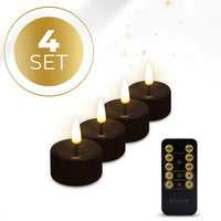 HKM-650515 LED Tealight Candles in Black - 4.1cm Diameter, 5cm Height