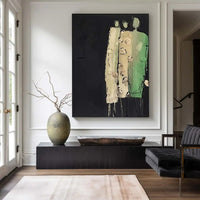 HKM-650643 Large Hand-Painted Abstract People Oil Painting on Canvas with Green Texture for Home Decor