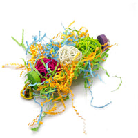 HKM-650643 Multicolored Bird Toy Set - 3 Durable Gnawing Supplies with Natural Bamboo, Cotton Rope, and Clips for Parrots