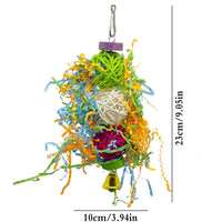 HKM-650643 Multicolored Bird Toy Set - 3 Durable Gnawing Supplies with Natural Bamboo, Cotton Rope, and Clips for Parrots