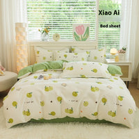 HKM-650707 Woolen Cotton Four-Piece Quilt Cover Bed Sheet Set with Pillowcases in Various Floral and Animal Designs