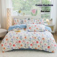 HKM-650707 Woolen Cotton Four-Piece Quilt Cover Bed Sheet Set with Pillowcases in Various Floral and Animal Designs