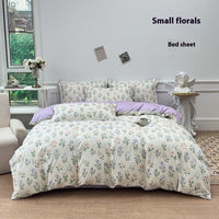 HKM-650707 Woolen Cotton Four-Piece Quilt Cover Bed Sheet Set with Pillowcases in Various Floral and Animal Designs