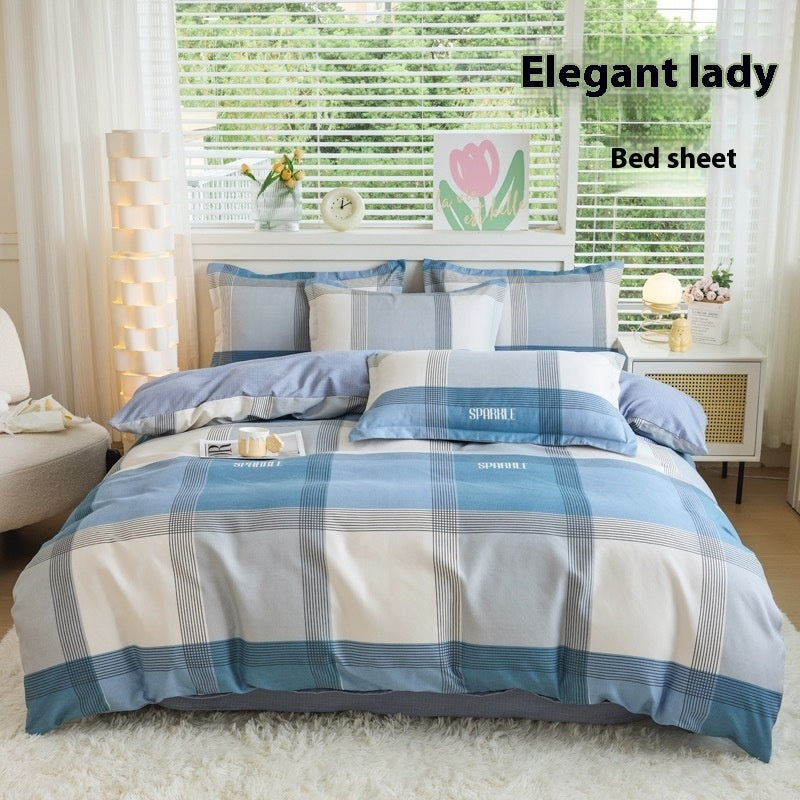 HKM-650707 Woolen Cotton Four-Piece Quilt Cover Bed Sheet Set with Pillowcases in Various Floral and Animal Designs