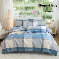 HKM-650707 Woolen Cotton Four-Piece Quilt Cover Bed Sheet Set with Pillowcases in Various Floral and Animal Designs