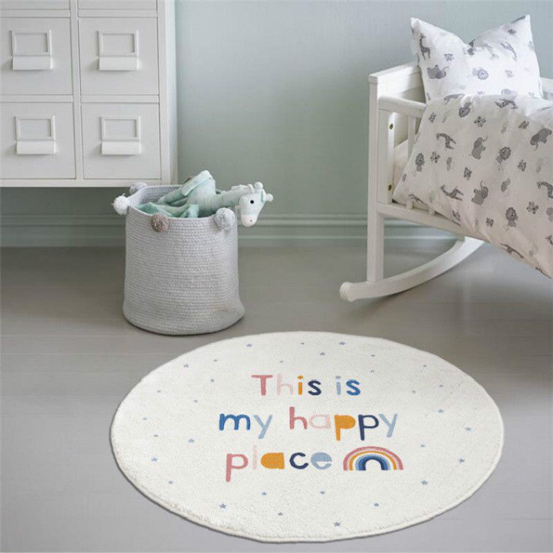 HKM-650771 Cartoon-Themed Round Soft Carpet for Children's Rooms, Multiple Sizes Available