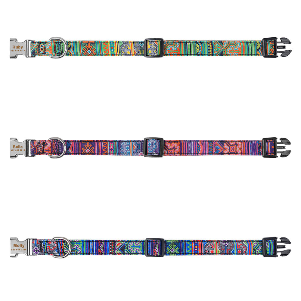 HKM-650899 Personalized Adjustable Eco-friendly Microfiber Dog Collar with Engraved ID Tag
