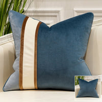 HKM-651027 Geometric Modern Minimalist Pillow in Blue, White, and Brown for Versatile Home Decor