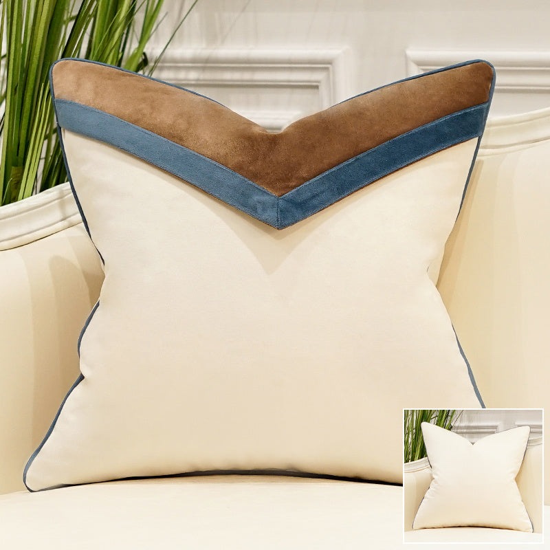 HKM-651027 Geometric Modern Minimalist Pillow in Blue, White, and Brown for Versatile Home Decor