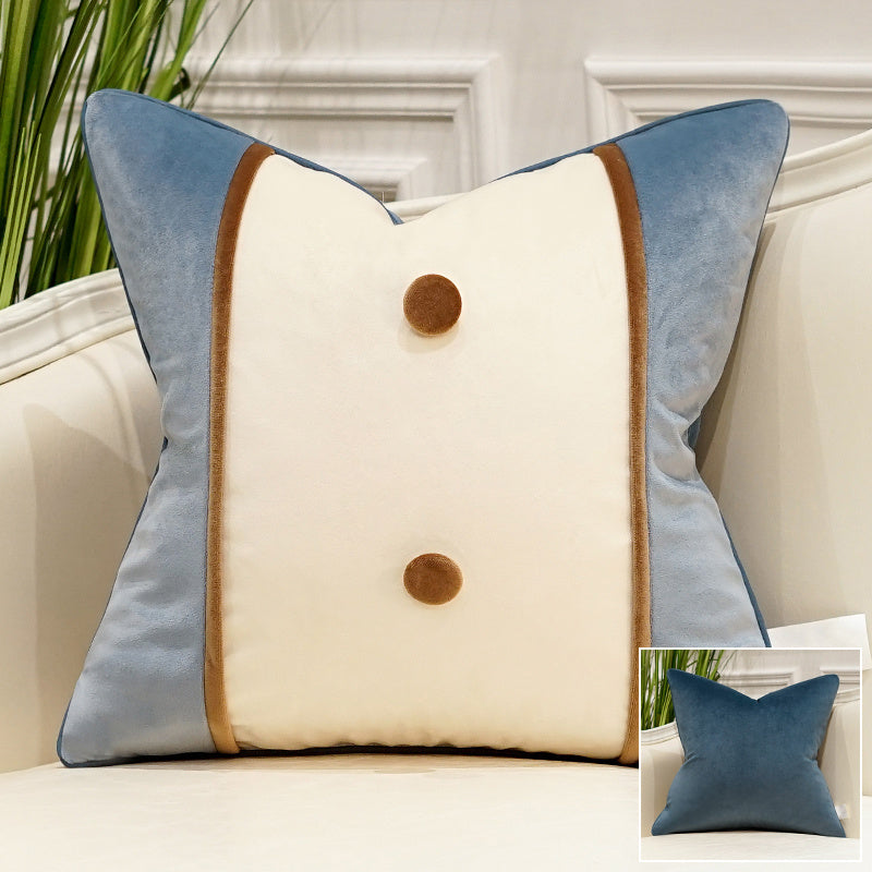 HKM-651027 Geometric Modern Minimalist Pillow in Blue, White, and Brown for Versatile Home Decor