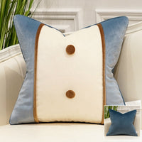 HKM-651027 Geometric Modern Minimalist Pillow in Blue, White, and Brown for Versatile Home Decor