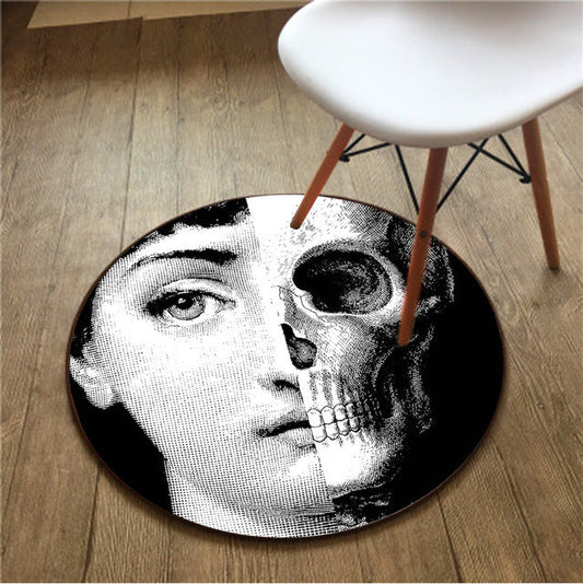 HKM-651091 Round Polyester Fiber Living Room Doormat in European Classic Style