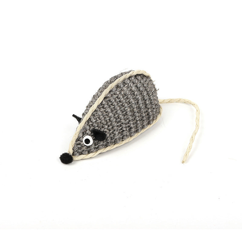 HKM-651155 Multicolor Sisal Mouse Cat Toy - Set of 3 Soft Play Mice for Cats