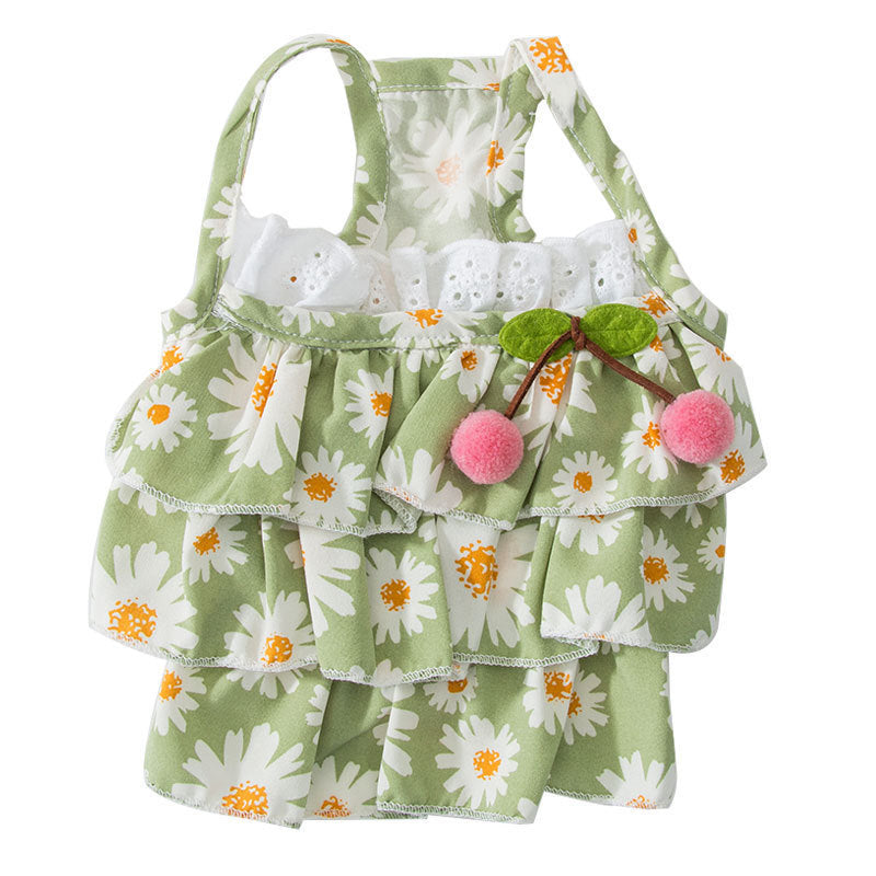HKM-651155 Summer Cat Little Daisy Green Suspender Dress for Cats - Various Sizes Available