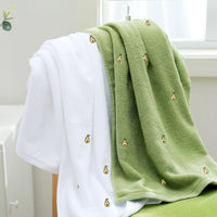 HKM-651283 Full Embroidery Pure Cotton Bath Towel in Avocado Color Options