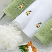HKM-651283 Full Embroidery Pure Cotton Bath Towel in Avocado Color Options