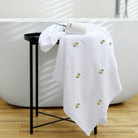 HKM-651283 Full Embroidery Pure Cotton Bath Towel in Avocado Color Options