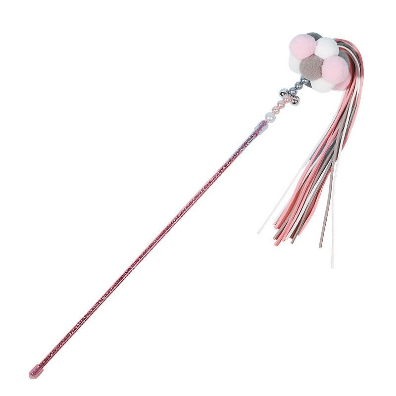 HKM-651347 Acrylic Cat Teasing Rod with Colorful Stripes - Multiple Colors Available