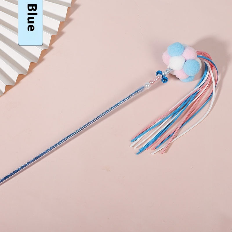 HKM-651347 Acrylic Cat Teasing Rod with Colorful Stripes - Multiple Colors Available