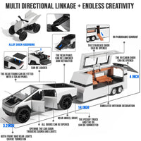 HKM-651347 Diecast 1:32 Scale Cybertruck Pickup Model with Sound & Light, Opening Doors, Ideal for Collectors