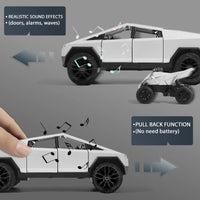HKM-651347 Diecast 1:32 Scale Cybertruck Pickup Model with Sound & Light, Opening Doors, Ideal for Collectors