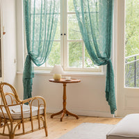 HKM-651411 Dark Green Lace Curtain - Semi-Sunshade, Polyester, 145cm Width