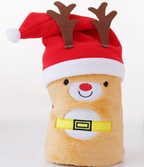 HKM-651475 Cozy Flannel Christmas Pig Hat, Polyester Fiber, 80*100CM