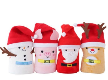 HKM-651475 Cozy Flannel Christmas Pig Hat, Polyester Fiber, 80*100CM