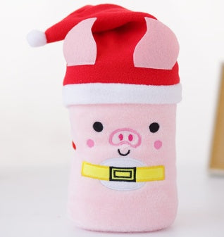 HKM-651475 Cozy Flannel Christmas Pig Hat, Polyester Fiber, 80*100CM