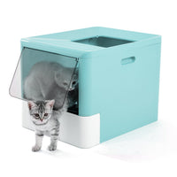 HKM-651667 Large Enclosed Cat Litter Box with Drawer - Blue Grey