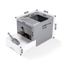 HKM-651667 Large Enclosed Cat Litter Box with Drawer - Blue Grey