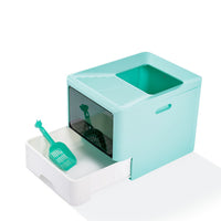 HKM-651667 Large Enclosed Cat Litter Box with Drawer - Blue Grey
