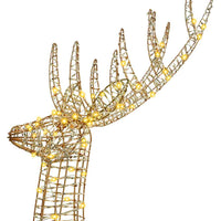 HKM-651667 Warm White 3D Reindeer Decorative Sculpture - 180 cm PET Indoor Holiday Décor