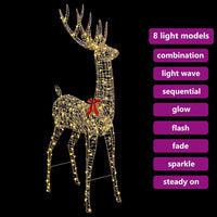 HKM-651667 Warm White 3D Reindeer Decorative Sculpture - 180 cm PET Indoor Holiday Décor